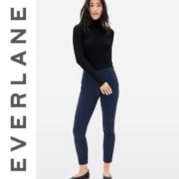 EVERLANE The Curvy Side-Zip Stretch Cotton Dress Work Pant IN Navy Size 4 - Picture 1 of 11